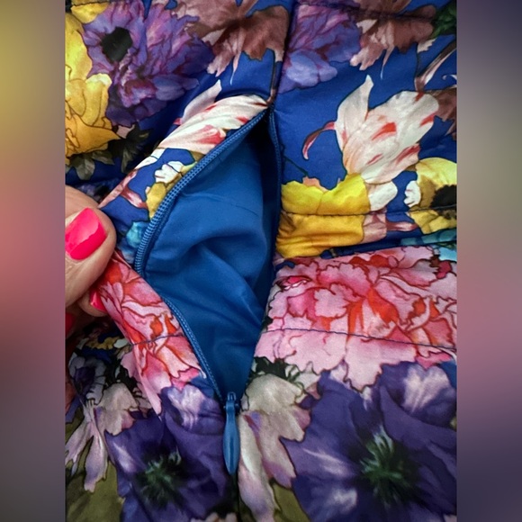 John + Jenn Floral Puffer Fur Trim Jacket - Picture 8 of 11